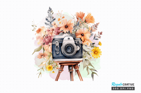 Download Camera with Flowers Clipart Sublimation - Premium Resources