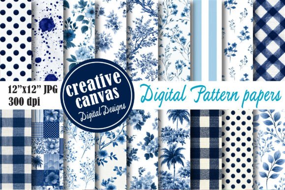 Download Blue Floral Seamless Pattern Bundle - Blue Collection