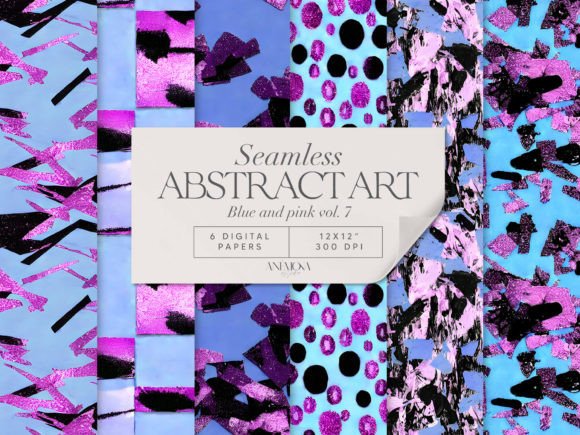 Download Blue and Pink Abstract Art Paper Pack - Blue Collection