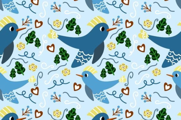 Download Blue Bird Pattern - Blue Collection
