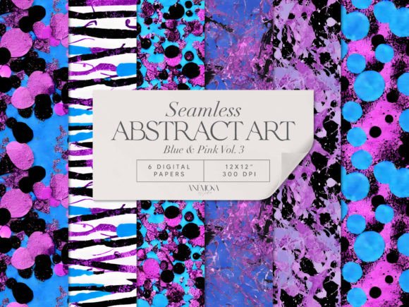 Download Blue and Pink Abstract Art Paper Pack - Blue Collection