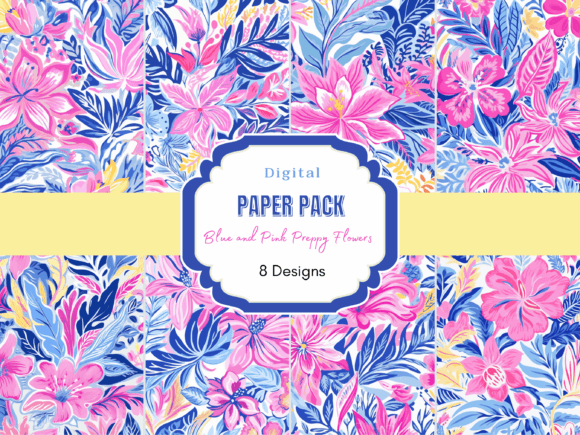 Download Blue and Pink Tropical Watercolor Floral - Blue Collection