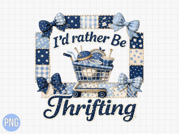 Download Id Rather Be Thrifting Blue PNG - Premium Resources