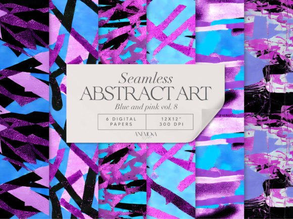 Download Blue and Pink Abstract Art Paper Pack - Blue Collection