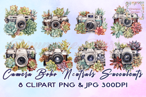 Download Camera Boho Neutrals Succulents Clipart - Premium Bundle