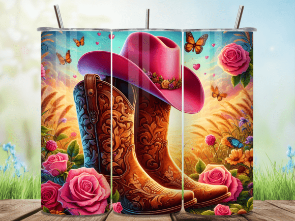 Download Pink Floral Cowgirl Valentine Tumbler - Cowgirl valentine Collection